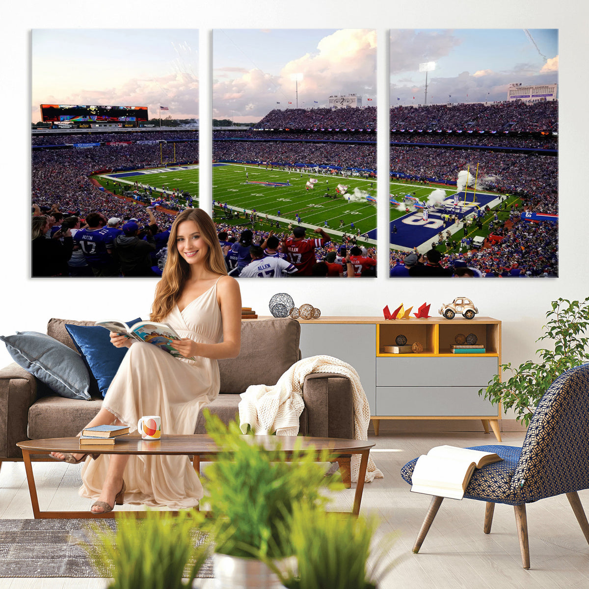 64066-MGV-CV-36X24 - Buffalo Bills Football Team Print - Buffalo Highmark Stadium Wall Art Canvas Print
