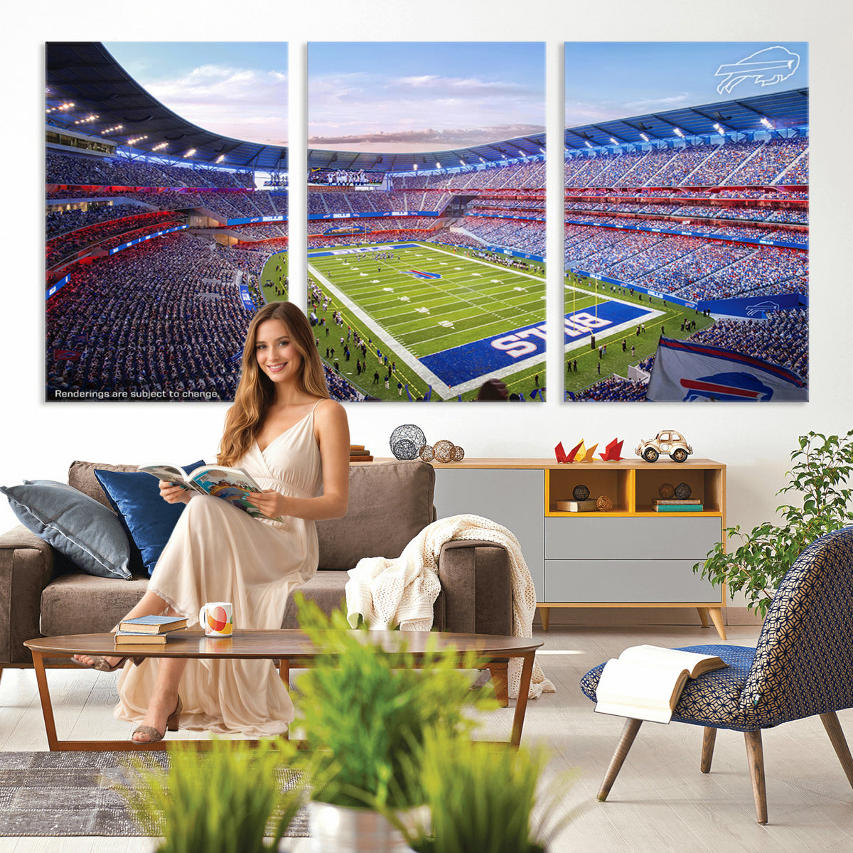 57873-MGV-CV-36X24 - Buffalo Bills Football Team Print Canvas - Buffalo Highmark Stadium Wall Art Canvas Print