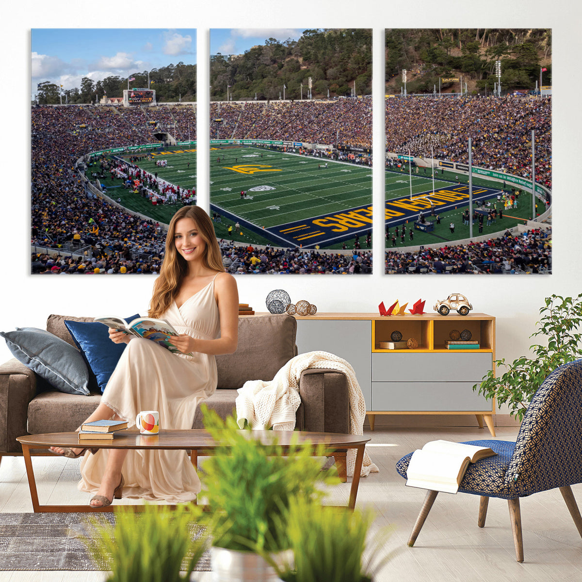 38054-MGV-CV-36X24 - University of California Golden Bears Football Team Print - Berkeley California Memorial Stadium Art