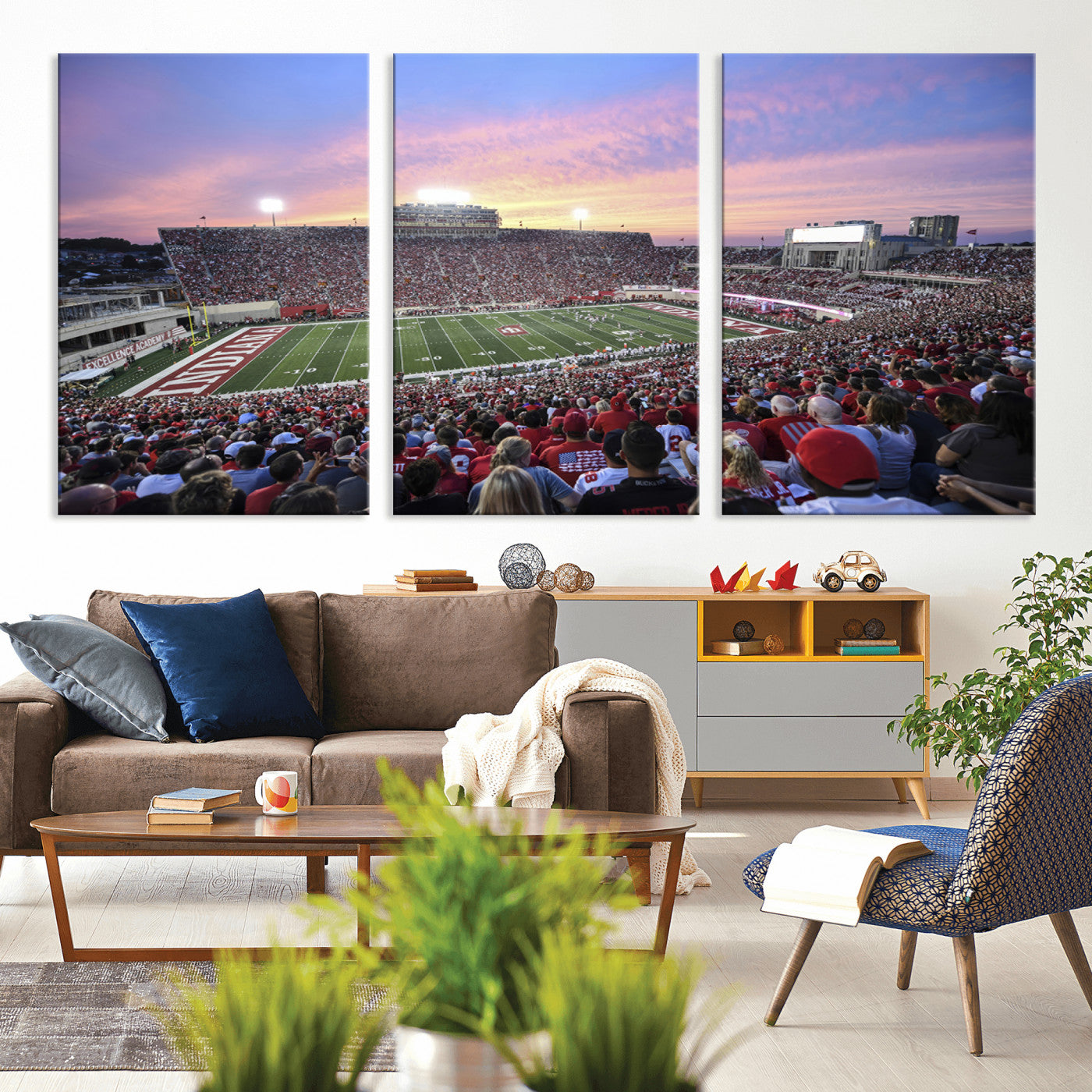 13046-MGV-CV-36X24-Indiana University Hoosiers Football Team Print - Bloomington Memorial Stadium Wall Art Canvas Print