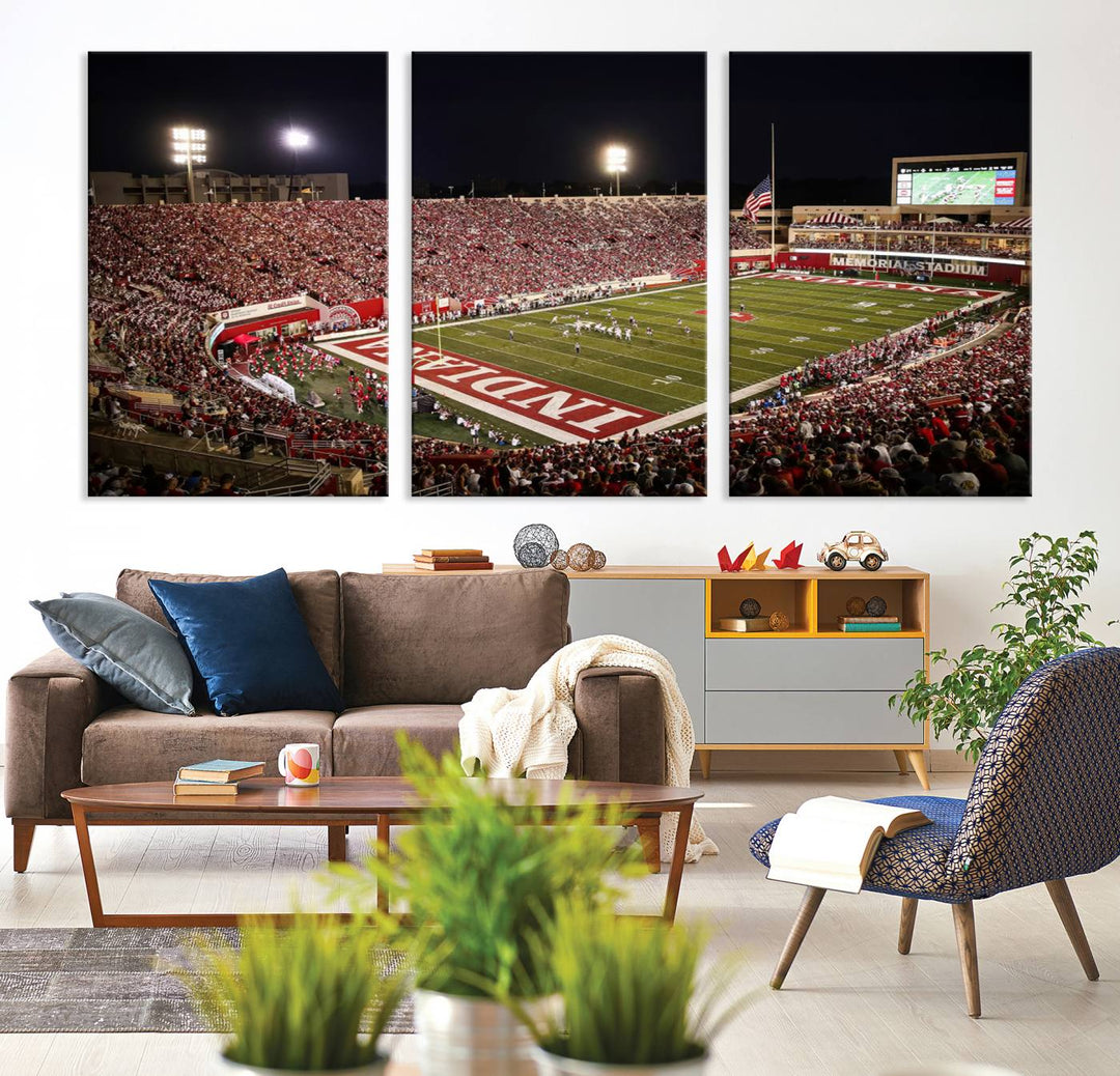 Indiana University Hoosiers Football Team Print - Bloomington Memorial Stadium Wall Art Canvas Print