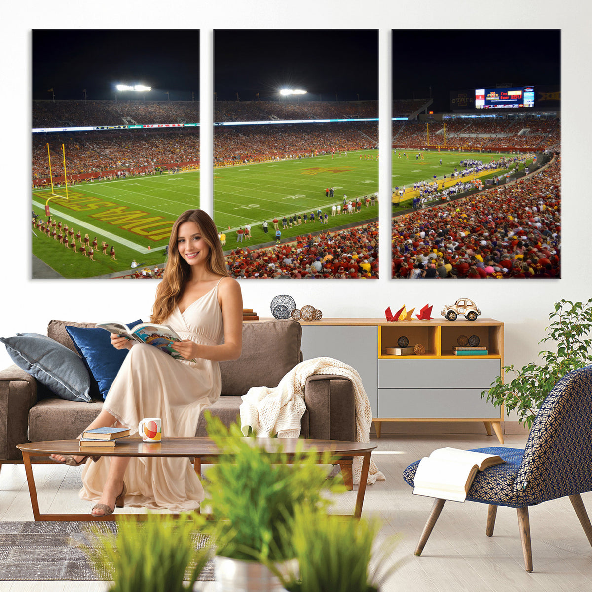27211-MGV-CV-36X24 - Iowa State University Cyclones Football Team Print, Ames, Extra Large Game Room Wall Decor