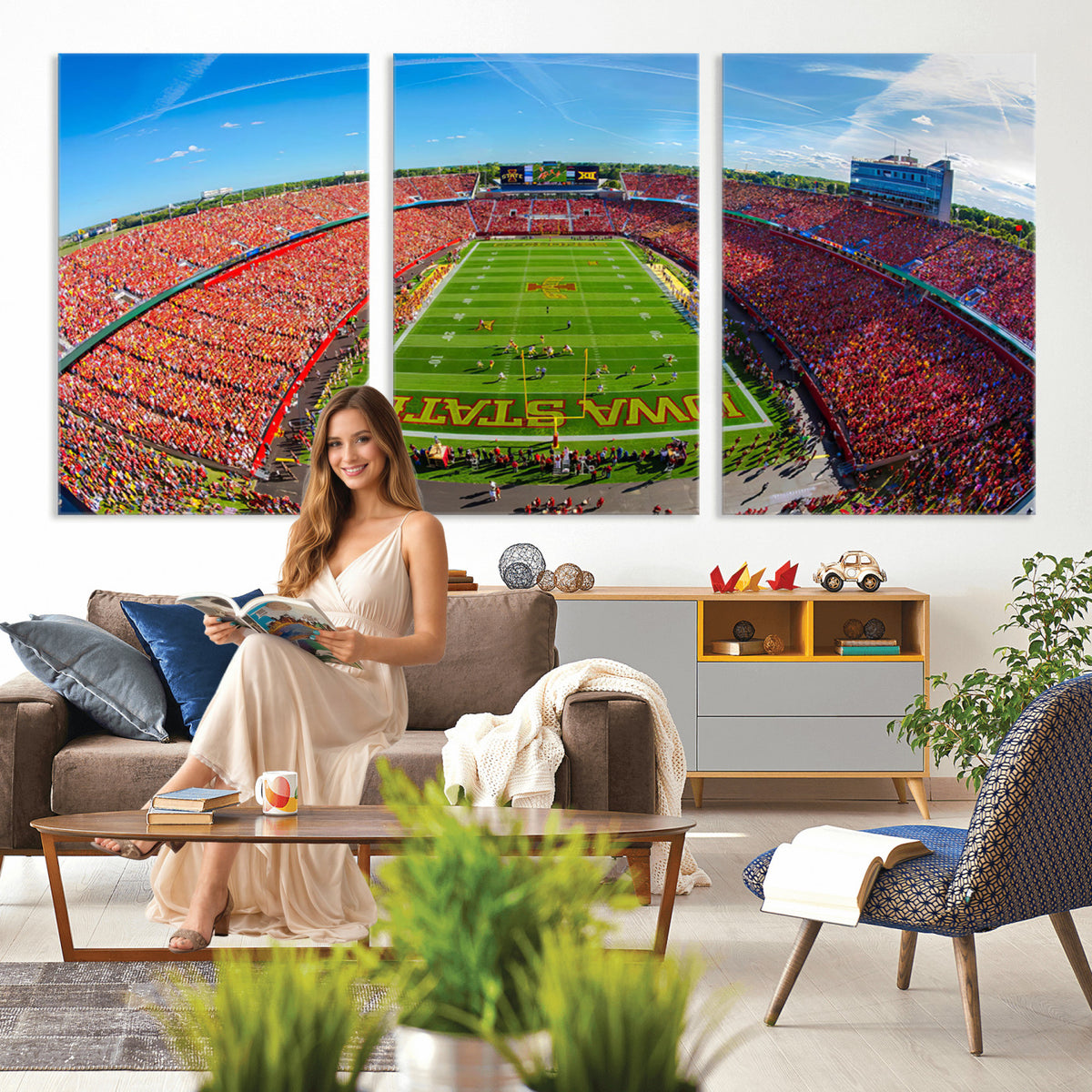 36706-PAN-FL-20X10 - Iowa State University Cyclones Football Team Print - Ames Jack Trice Stadium Art Canvas Print