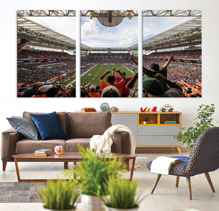 Miami Hurricanes Football Team Print - Miami Hard Rock Stadium Wall Art Canvas Print