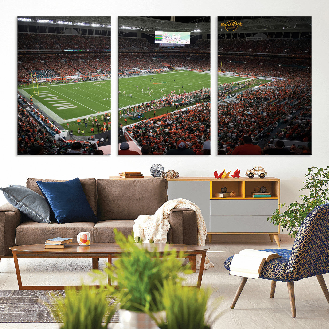 MGV-CV-60X30-3P - Miami Hurricanes Football Team Print Canvas- Miami Hard Rock Stadium Wall Art Canvas Print
