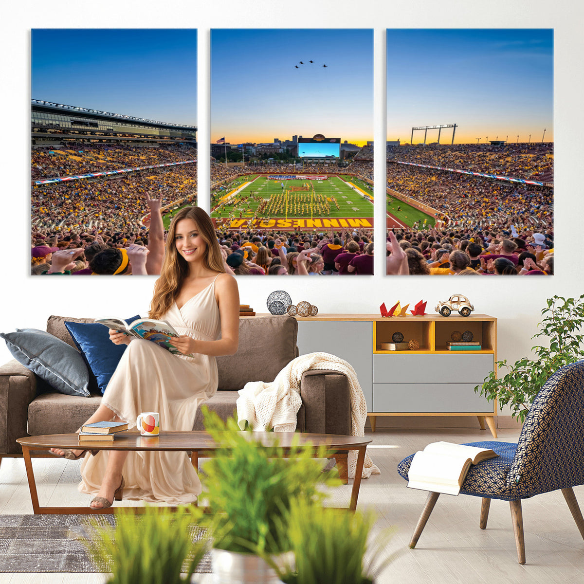 84421-MGV-CV-36X24 - University of Minnesota Golden Gophers Art Print, Football Team Print - Minneapolis Huntington Bank