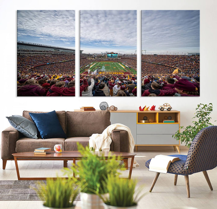 The University of Minnesotas Huntington Bank Stadium features vibrant wall art.