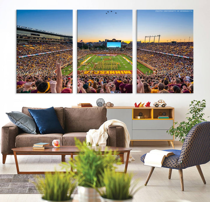 University of Minnesota Golden Gophers Football Team Print - Minneapolis Huntington Bank Stadium Wall Art Canvas Print