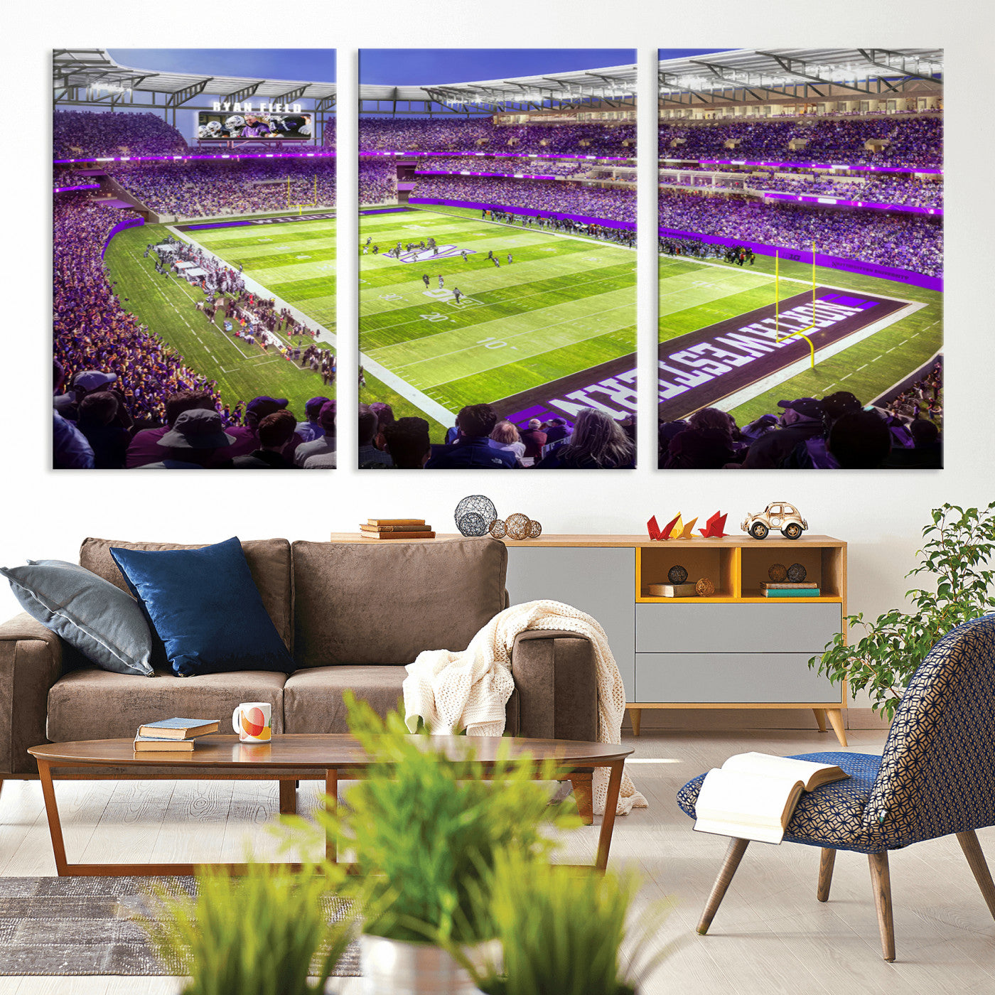MGV-CV-60X30-3P - Northwestern University Wildcats Football Team Print - Evanston Ryan Field Wall Art Canvas Print