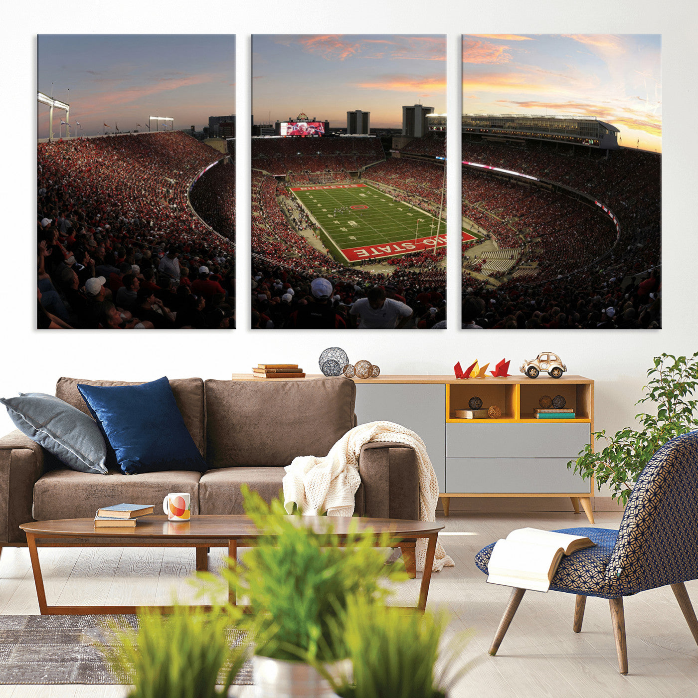 MGV-CV-60X30-3P - Ohio State University Buckeyes Football Team Print - Columbus Ohio Stadium Wall Art Canvas Print