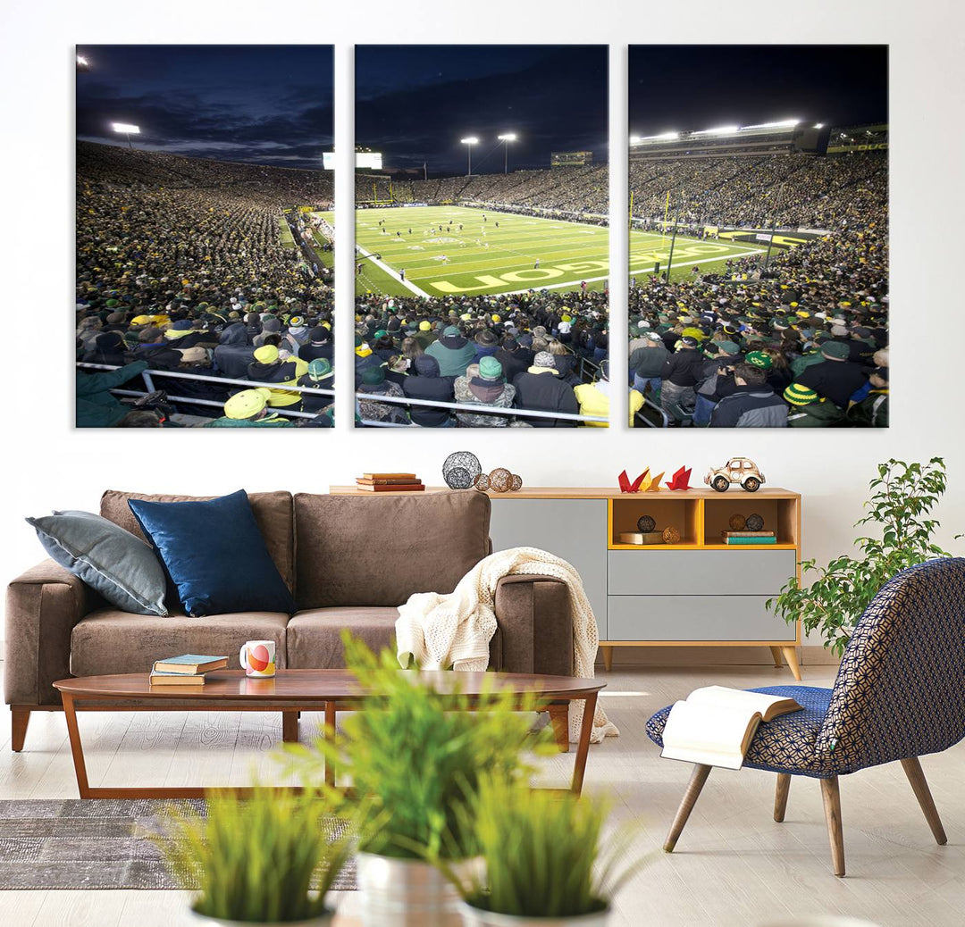 University of Oregon Ducks Football Team Print - Eugene Autzen Stadium Wall Art Canvas Print