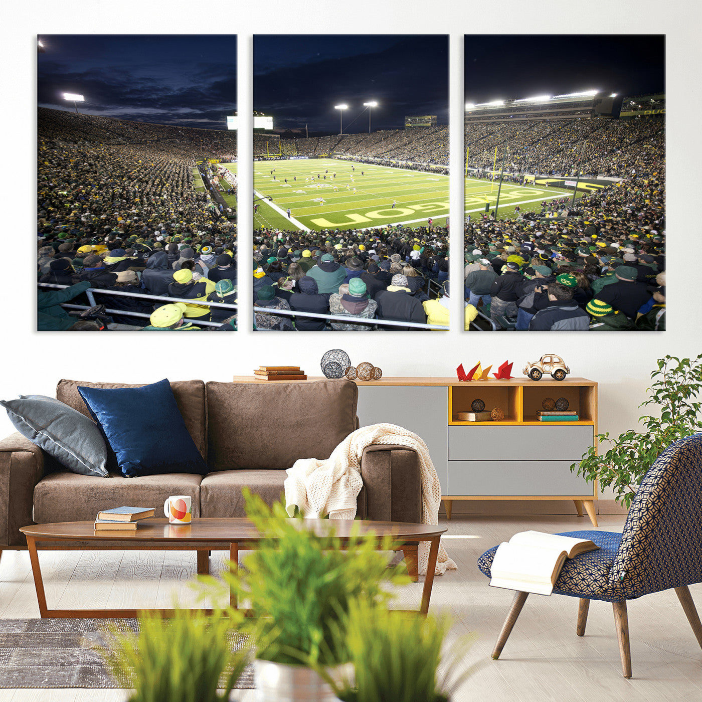 MGV-CV-60X30-3P - University of Oregon Ducks Football Team Print - Eugene Autzen Stadium Wall Art Canvas Print