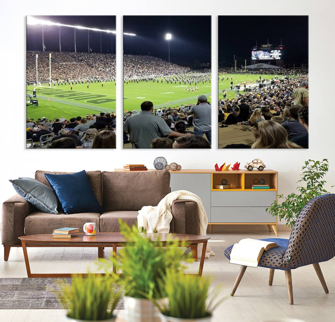 Purdue University Boilermakers Football Team Print - West Lafayette Ross-Ade Stadium Wall Art Canvas Print