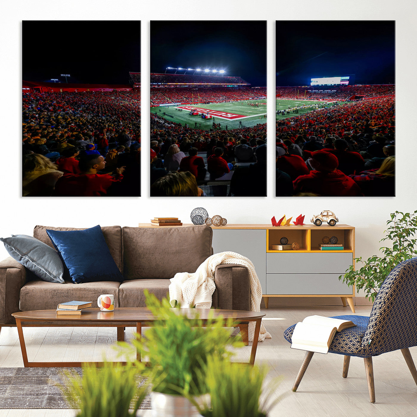 MGV-CV-60X30-3P - Rutgers Scarlet Knights Football Team Print - SHI Stadium, Piscataway Wall Art Canvas Print