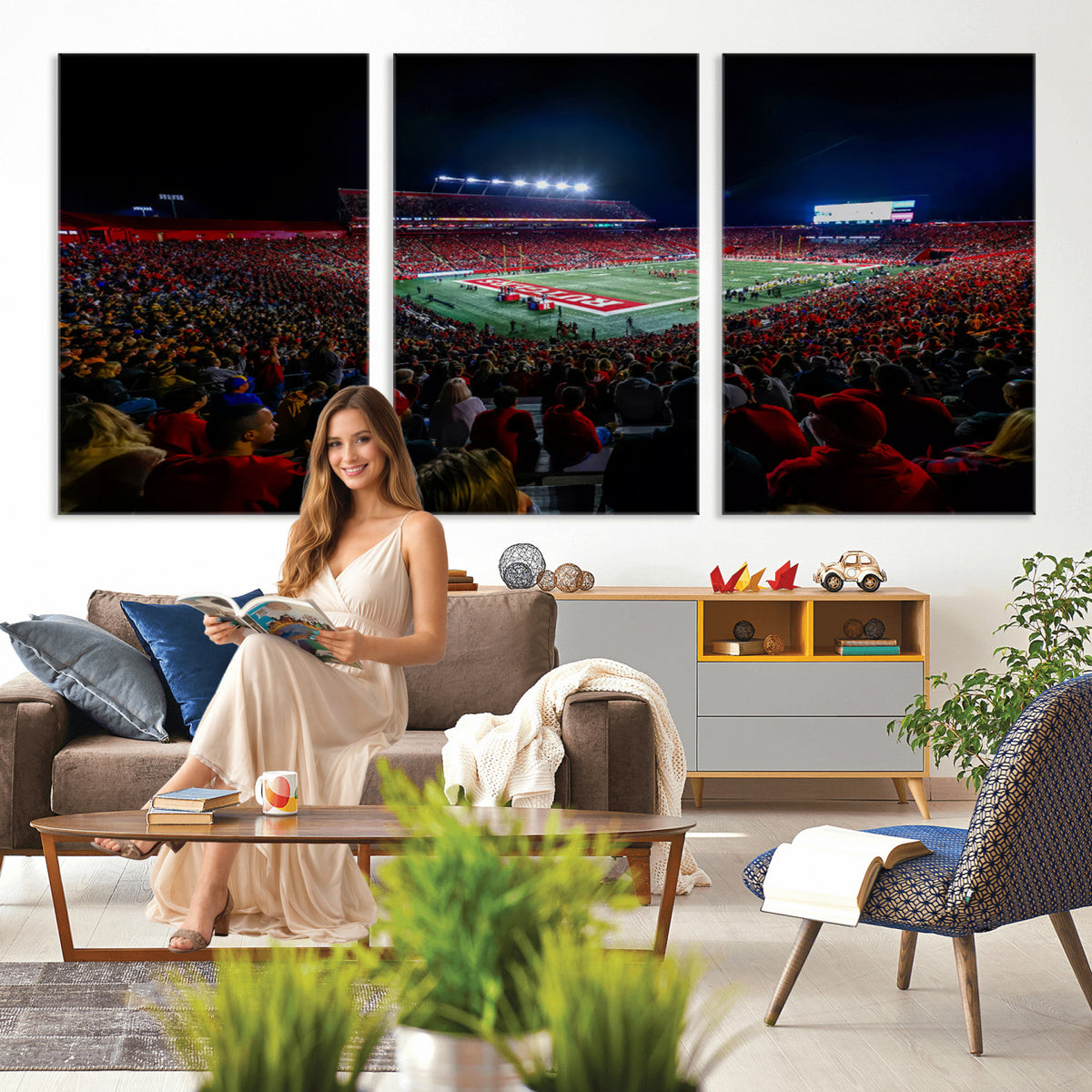 18115-PAN-FL-20X10 - Rutgers Scarlet Knights Football Team Print - SHI Stadium, Piscataway Wall Art Canvas Print
