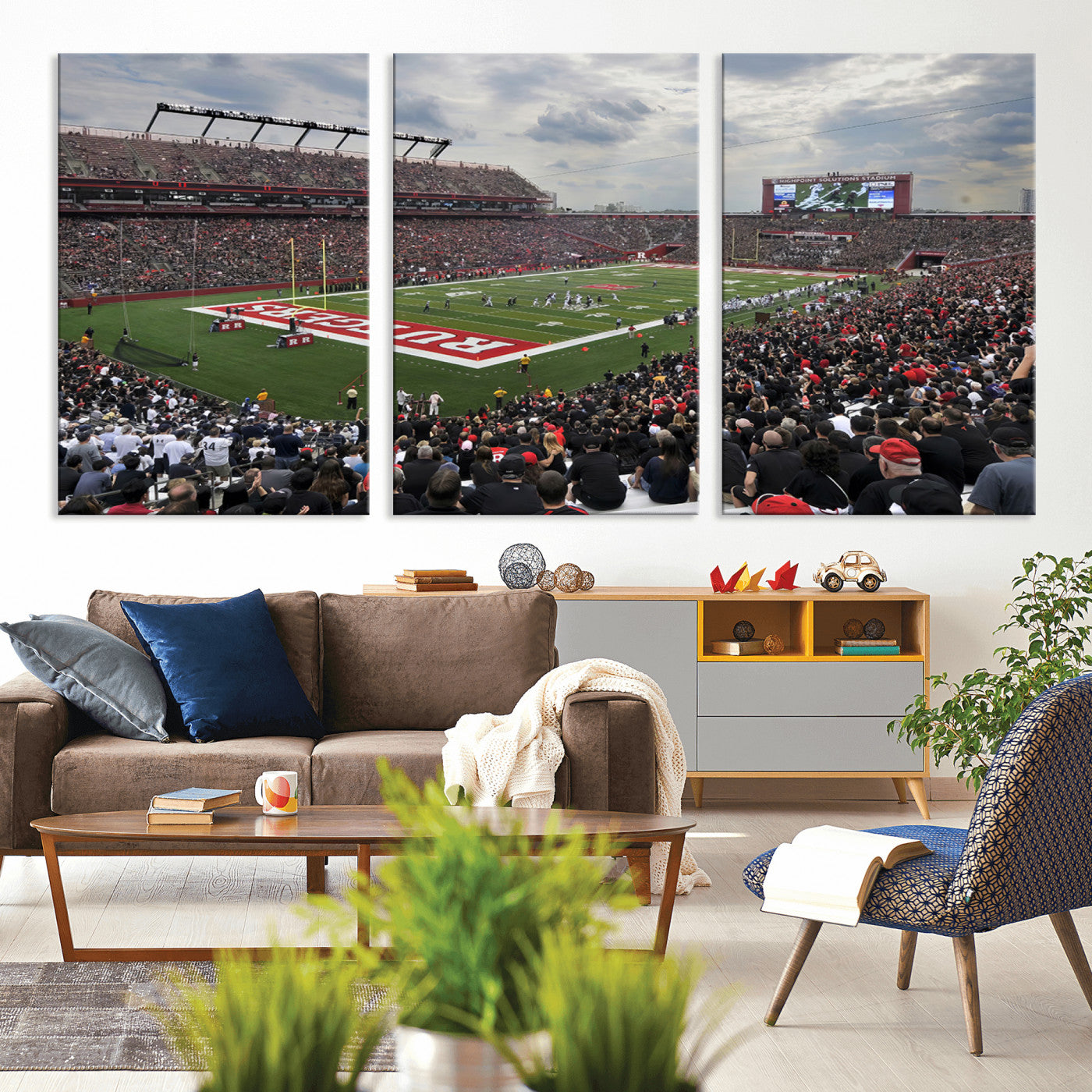 MGV-CV-60X30-3P - Rutgers Scarlet Knights Football Team Print - SHI Stadium, Piscataway Wall Art Canvas Print