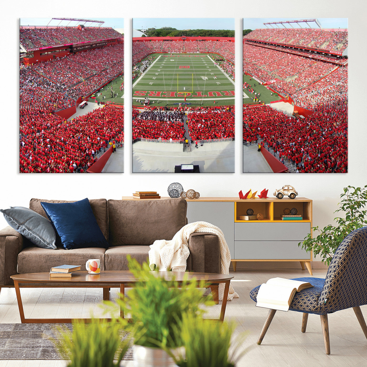MGV-CV-60X30-3P - Rutgers Scarlet Knights Football Team Print - Piscataway SHI Stadium Wall Art Canvas Print