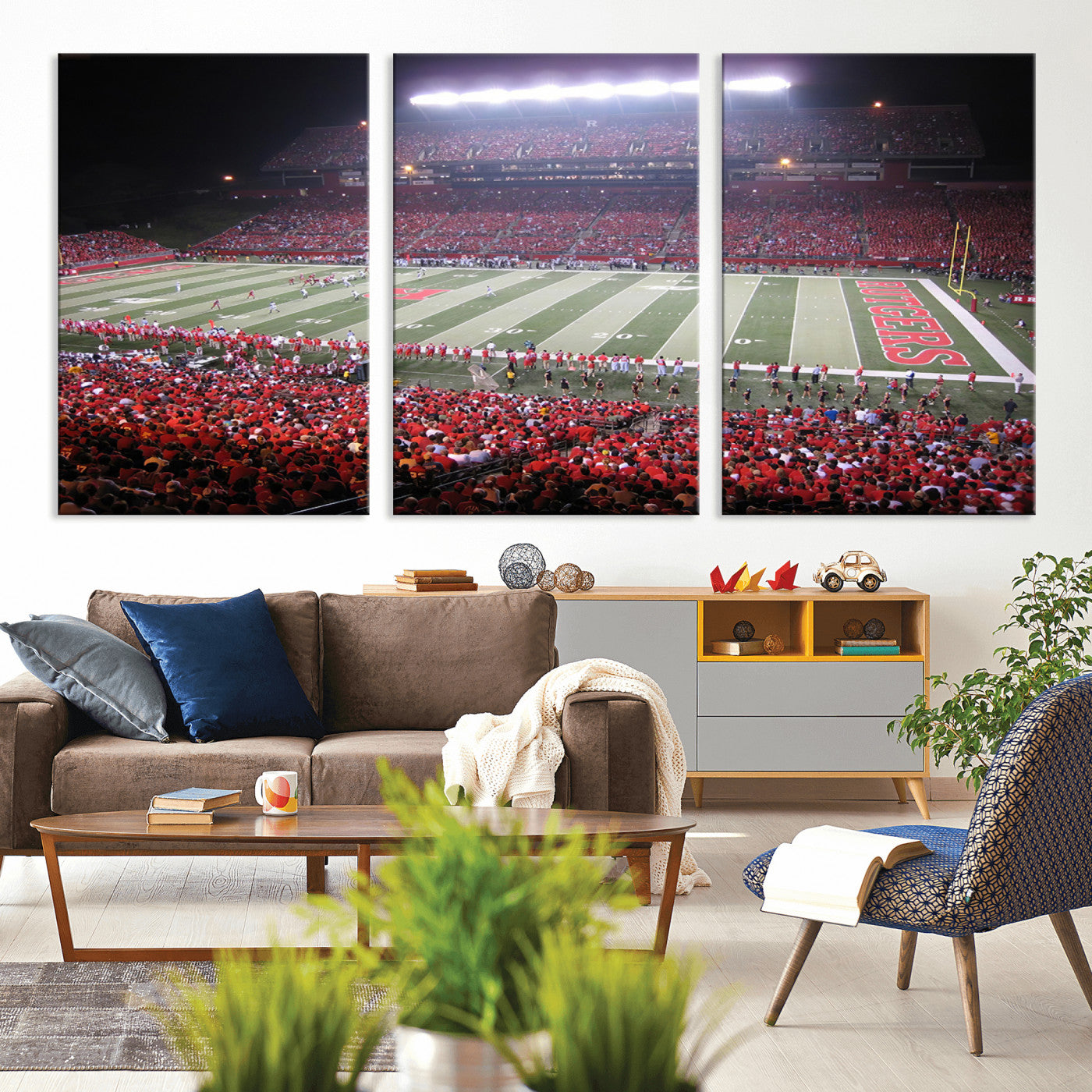 MGV-CV-60X30-3P - Rutgers University Scarlet Knights Football Team Print - Piscataway SHI Stadium Wall Art Canvas