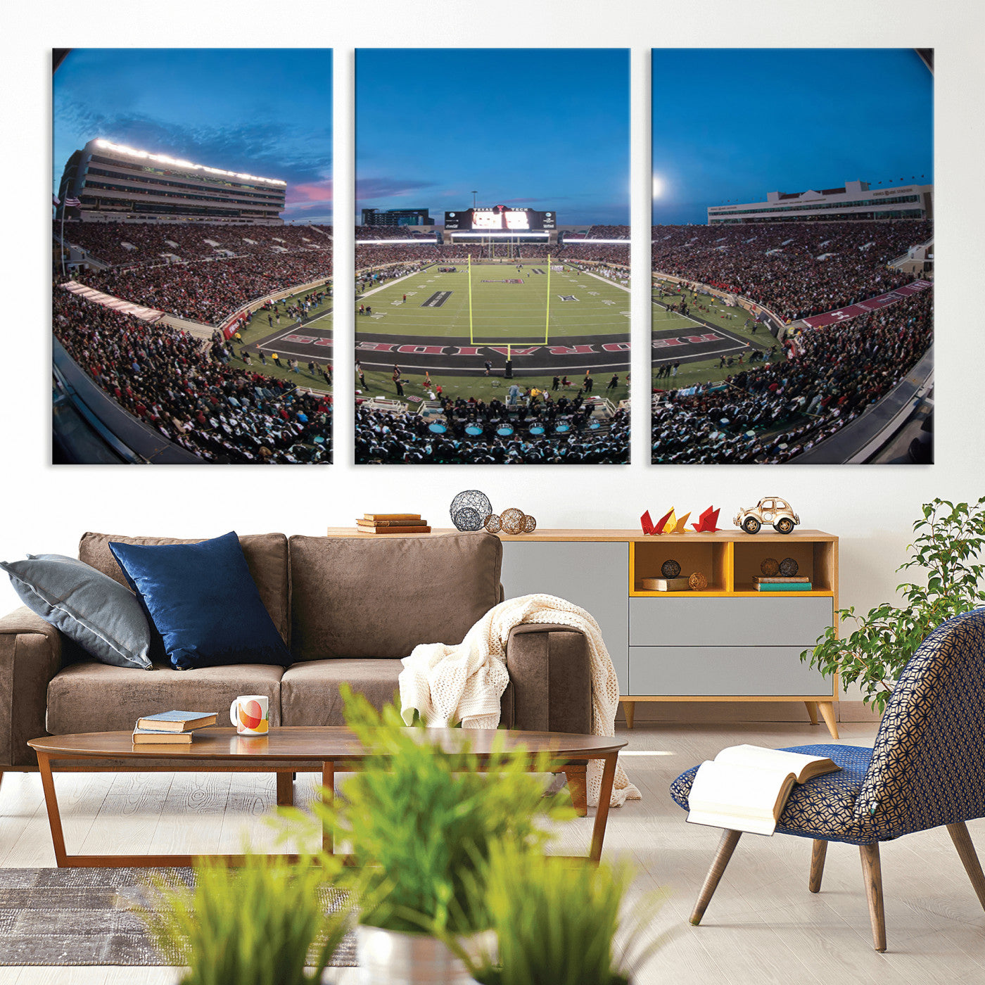 MGV-CV-60X30-3P - Texas Tech Red Raiders Canvas, Framed Football Team Print - Lubbock Jones AT&T Stadium Wall Art