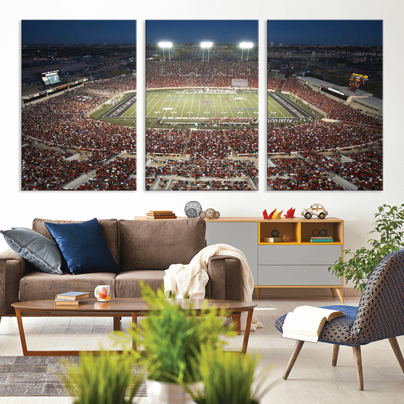 MGV-CV-60X30-3P - Texas Tech Red Raiders Football Team Print - Lubbock Jones AT&T Stadium Wall Art Canvas Print