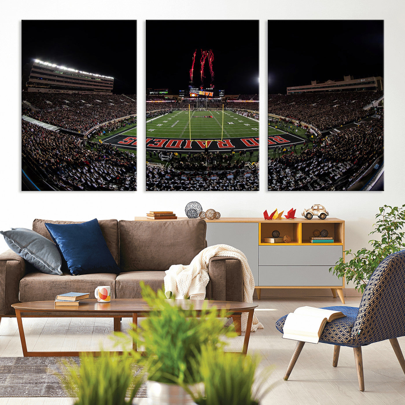 MGV-CV-60X30-3P - Framed Texas Tech Red Raiders Stadium Canvas, Texas Tech Red Raiders Football Team Print - Lubbock
