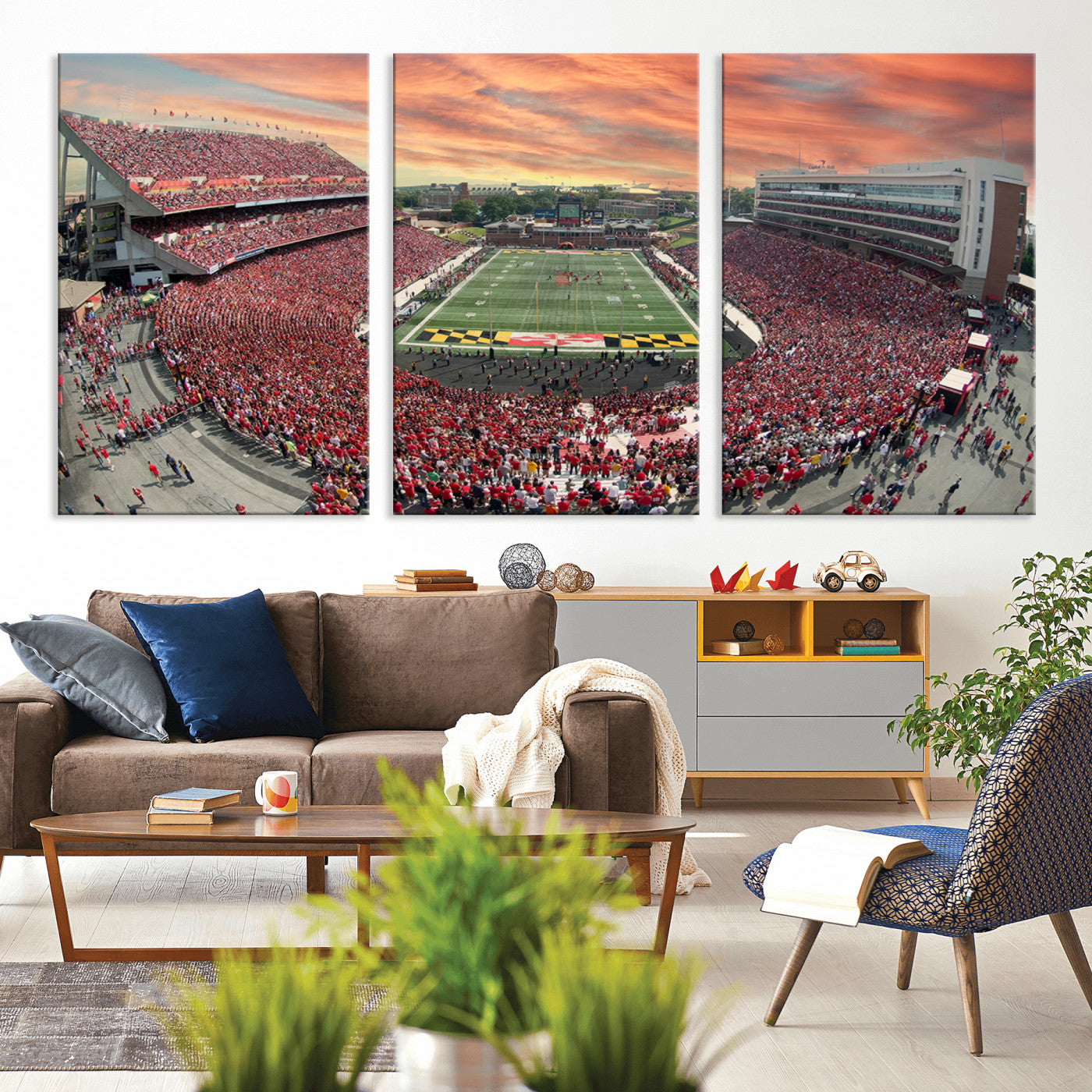 MGV-CV-60X30-3P - University of Maryland Terrapins Football Team Print - College Park SECU Stadium Wall Art Canvas