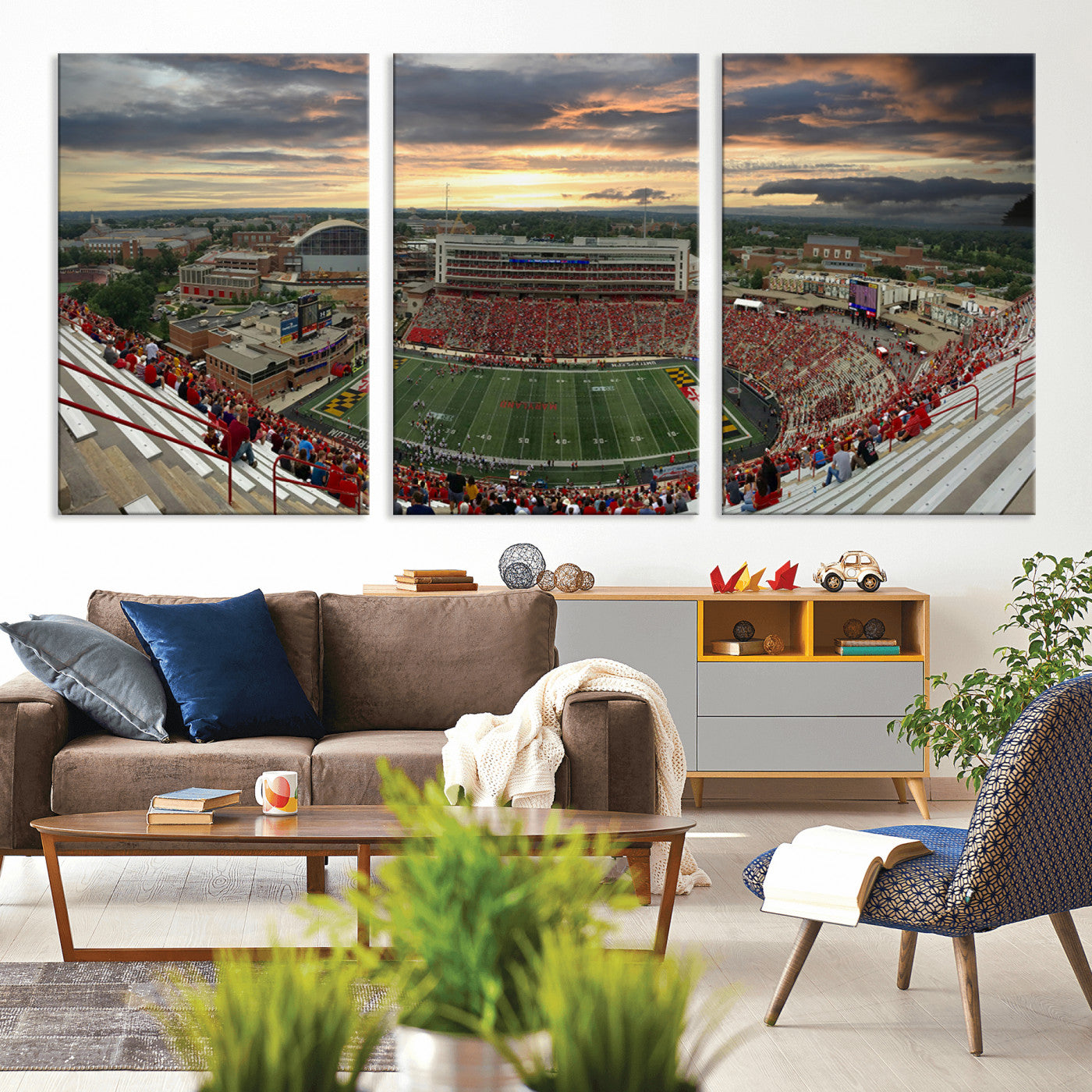 MGV-CV-60X30-3P - University of Maryland Terrapins Football Team Print - College Park SECU Stadium Wall Art Canvas