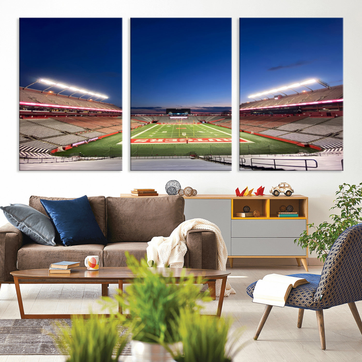 MGV-CV-60X30-3P - Rutgers Scarlet Knights Football Team Print - Piscataway SHI Stadium Wall Art Canvas Print