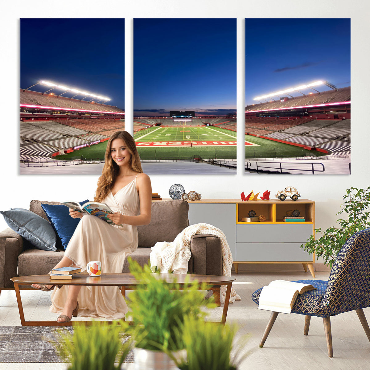 15051-MGV-CV-36X24 - Rutgers Scarlet Knights Football Team Print, Piscataway SHI Stadium