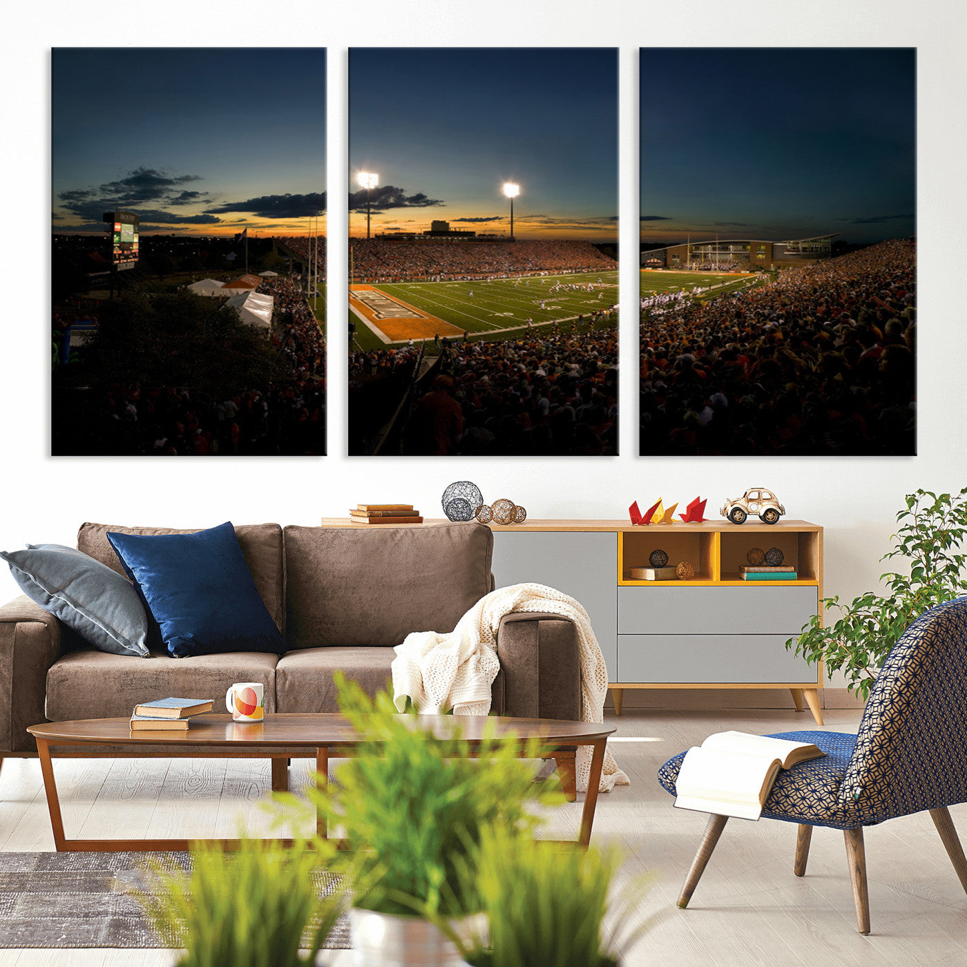 MGV-CV-60X30-3P - Ball State Cardinals Football Team Print - Muncie Scheumann Stadium Wall Art Canvas Print