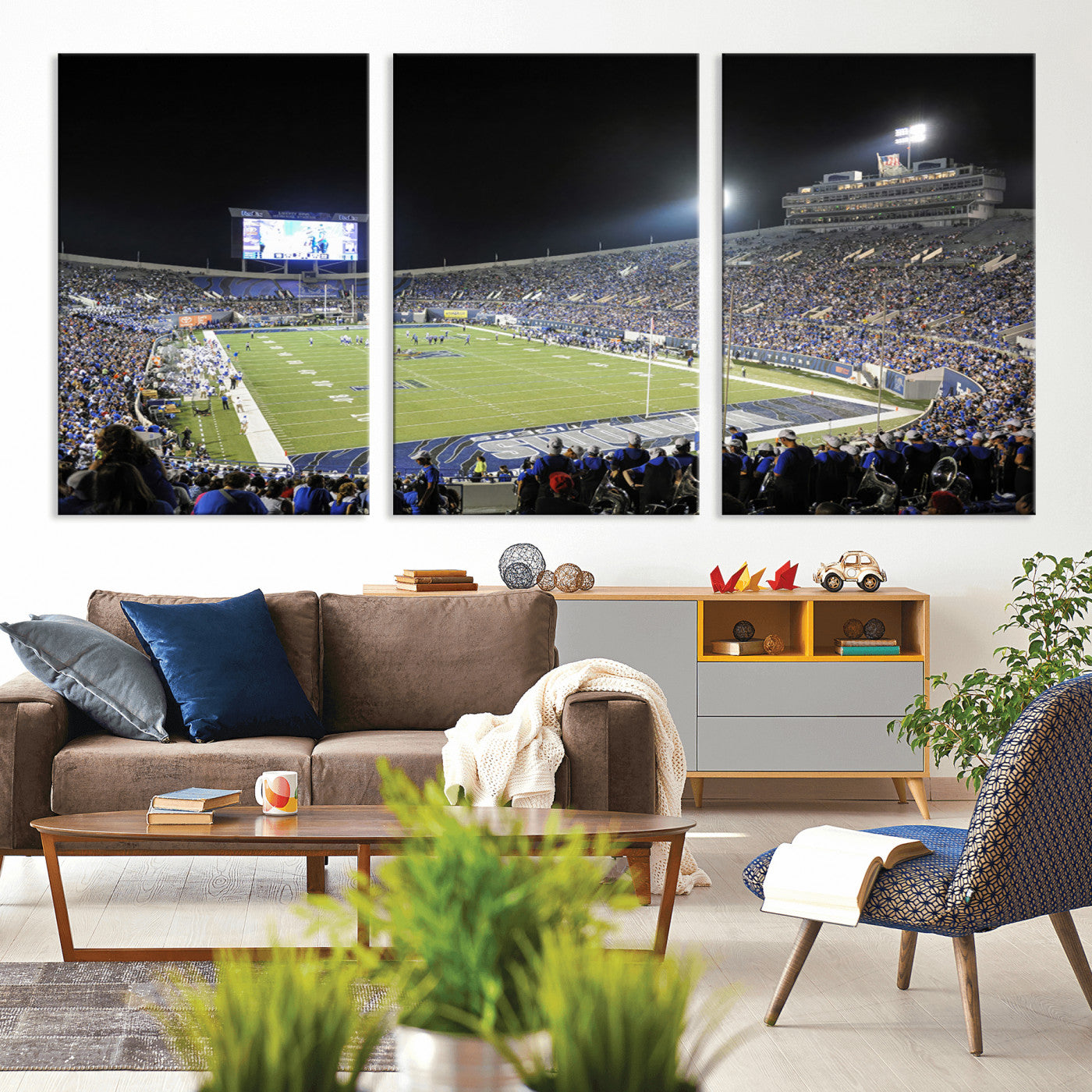 MGV-CV-60X30-3P - University of Memphis Tigers Football Team Print - Memphis Simmons Bank Liberty Stadium Wall Art
