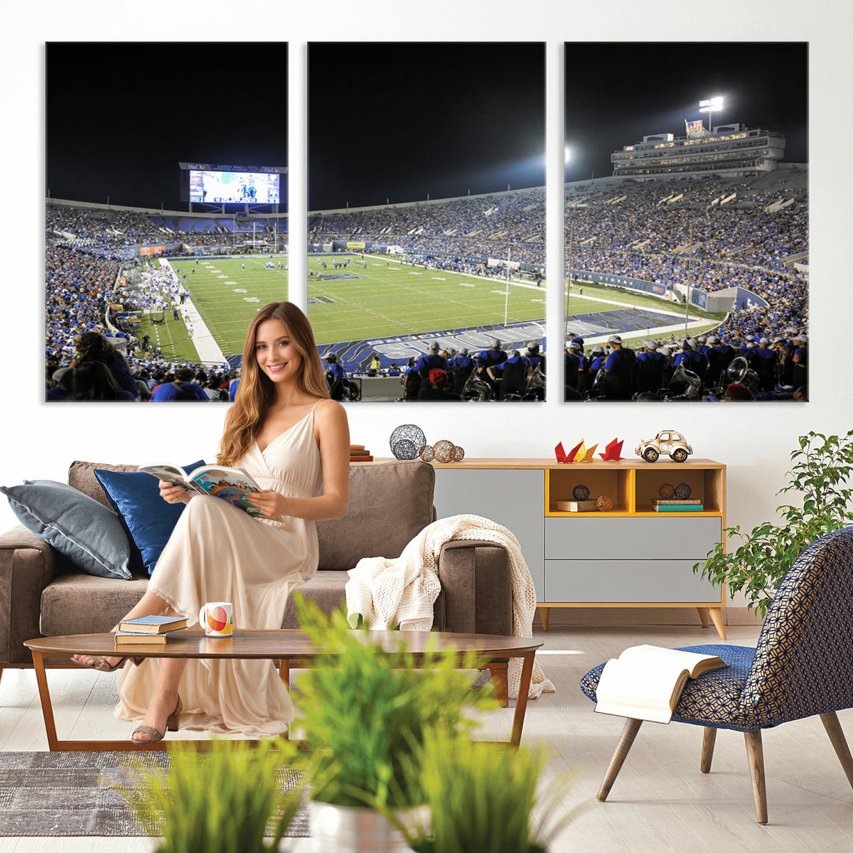 10894-PAN-FL-20X10 - University of Memphis Tigers Football Team Print - Memphis Simmons Bank Liberty Stadium Wall Art
