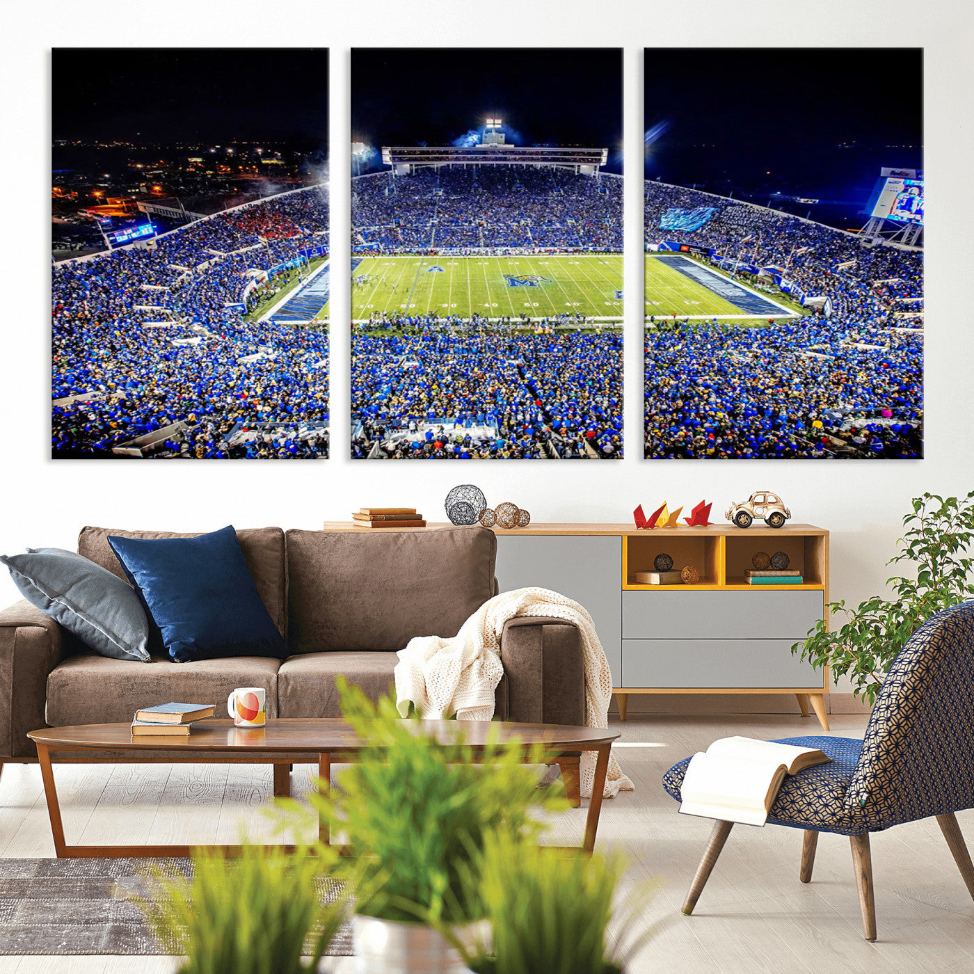MGV-CV-60X30-3P - University of Memphis Tigers Football Team Print - Memphis Simmons Bank Liberty Stadium Wall Art