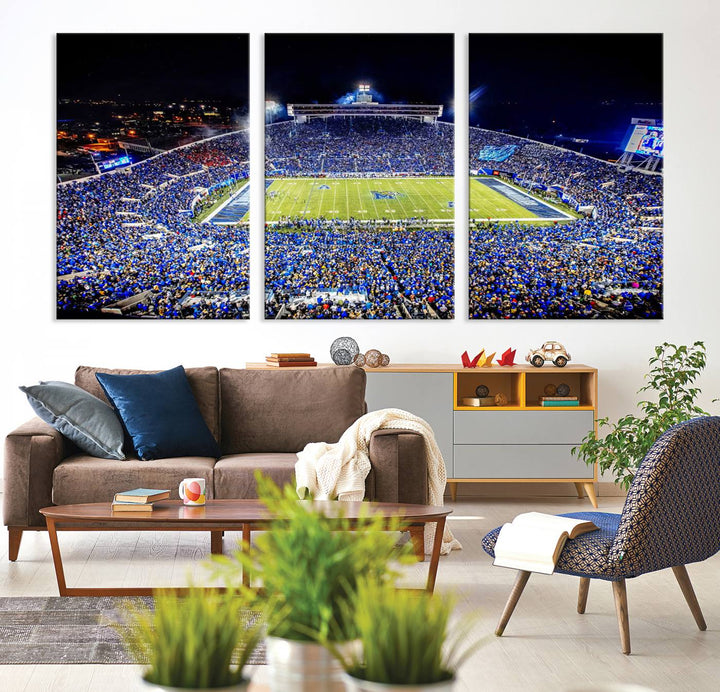 University of Memphis Tigers Football Team Print - Memphis Simmons Bank Liberty Stadium Wall Art Canvas Print