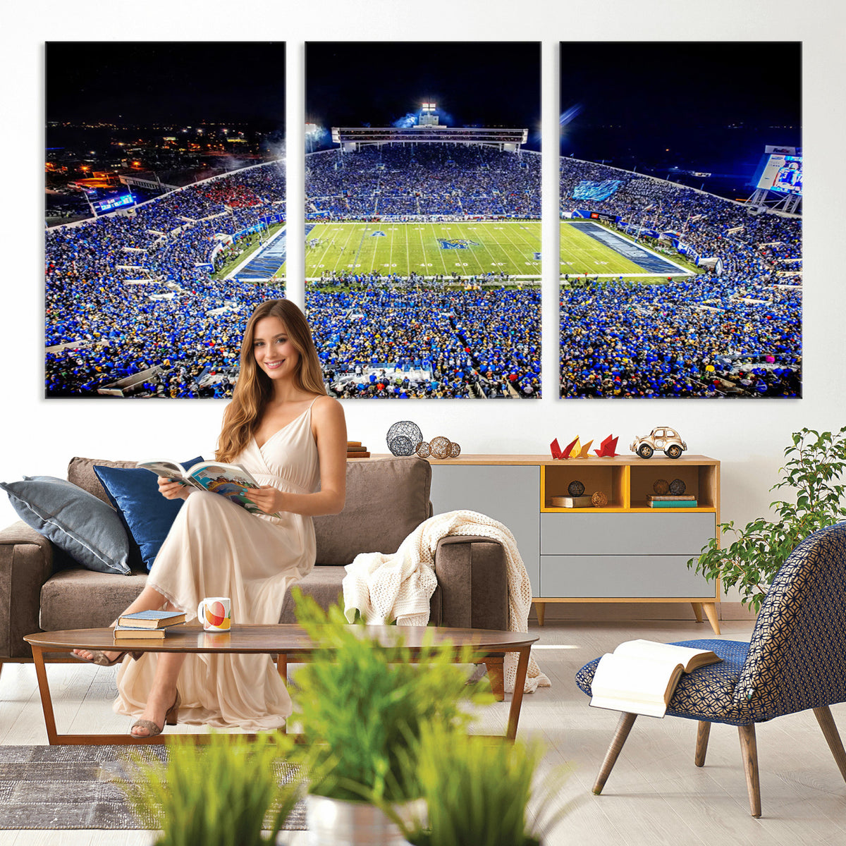 11665-PAN-FL-20X10 - University of Memphis Tigers Football Team Print - Memphis Simmons Bank Liberty Stadium Wall Art
