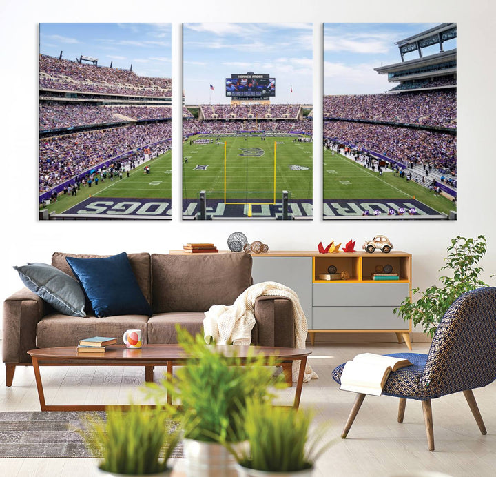 TCU Horned Frogs Football Team Print - Fort Worth Amon G. Carter Stadium Wall Art Canvas Print.t