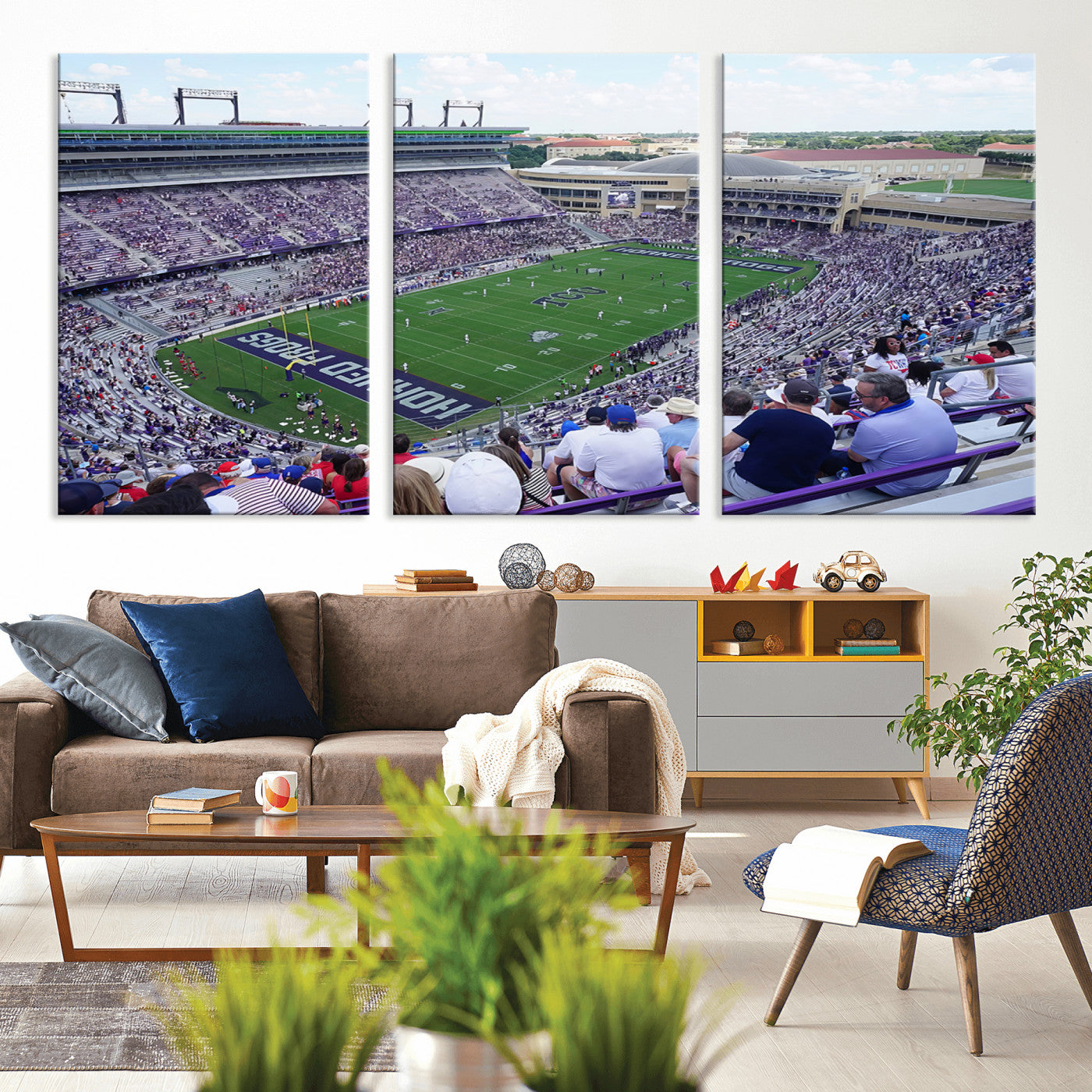 MGV-CV-60X30-3P - The Texas Christian University TCU Horned Frogs Football Team Print - Fort Worth Amon G. Carter