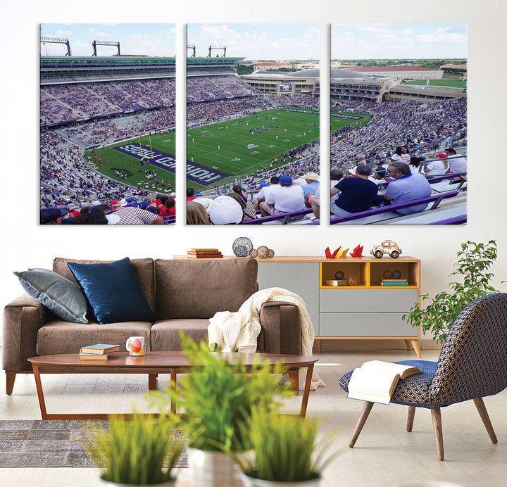 The Texas Christian University TCU Horned Frogs Football Team Print - Fort Worth Amon G. Carter Stadium Wall Art Canvas Print