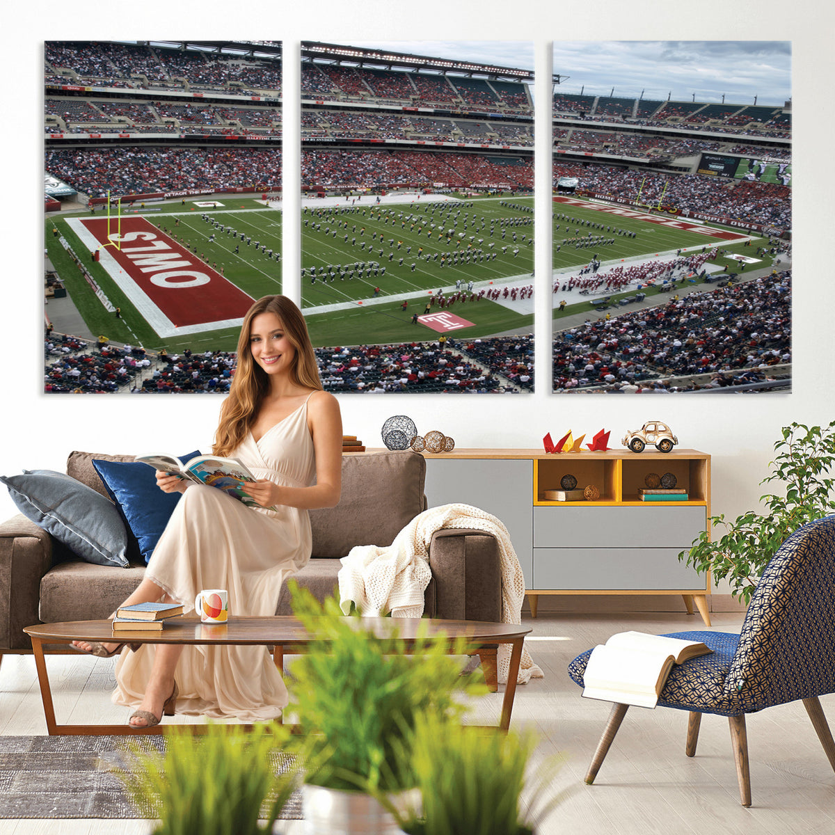 15310-PAN-FL-20X10 - The Temple University Owls Athletics Team Print - Philadelphia Lincoln Financial Field Stadium Wall