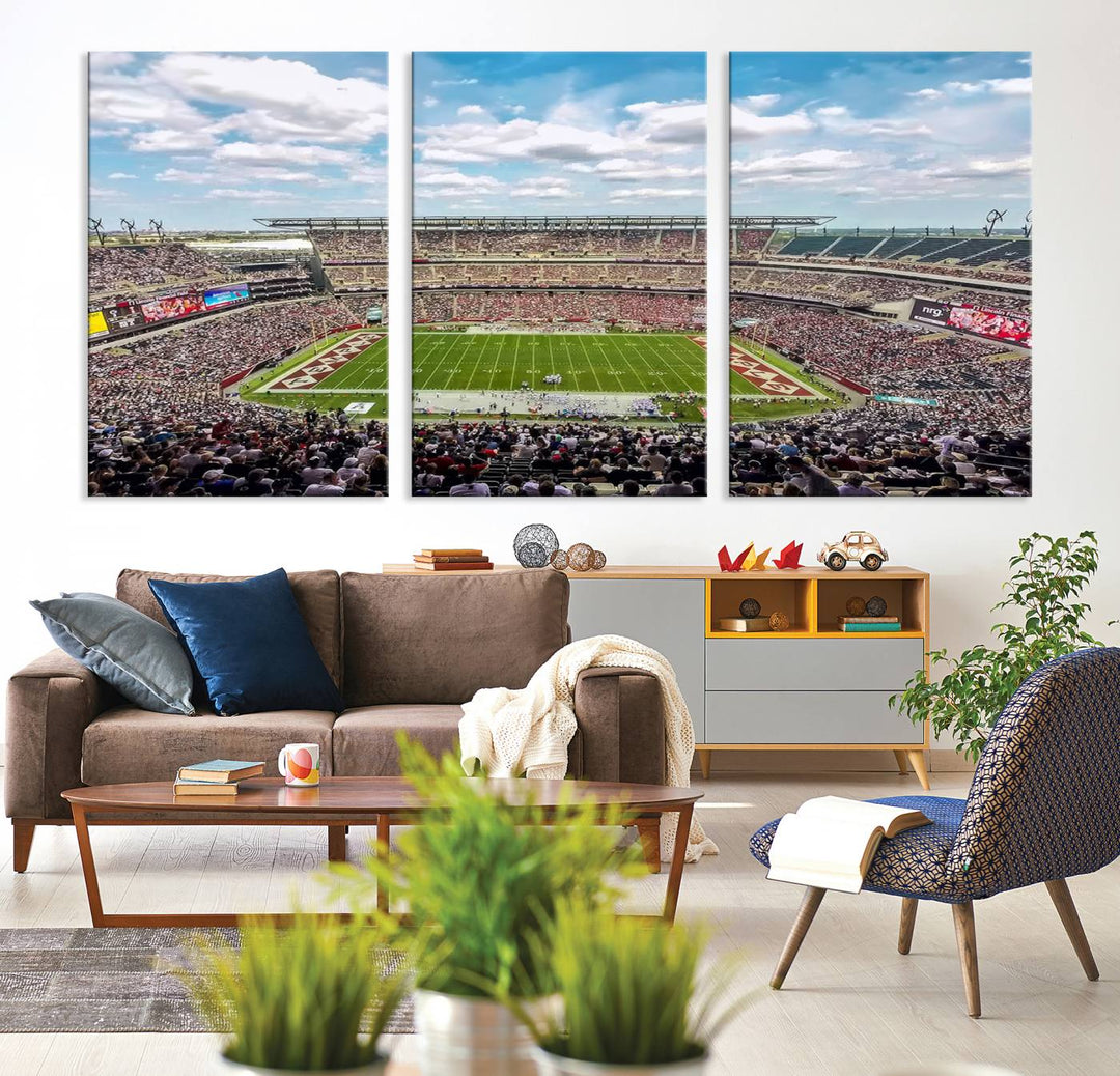 The Temple University Owls Athletics canvas print of a game at Lincoln Financial Field.