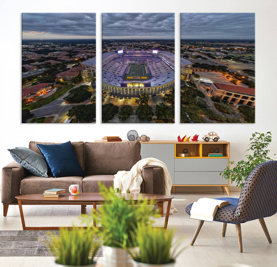 The Louisiana State University Tigers Football Team Print - Baton Rouge Tiger Stadium Wall Art Canvas Print