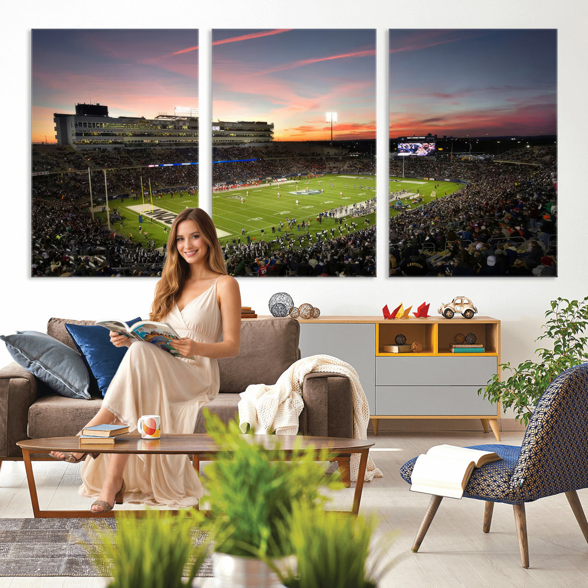 64416-MGV-CV-36X24 - The University of Connecticut UCONN Huskies Football Team Print, Framed and Ready to Hang