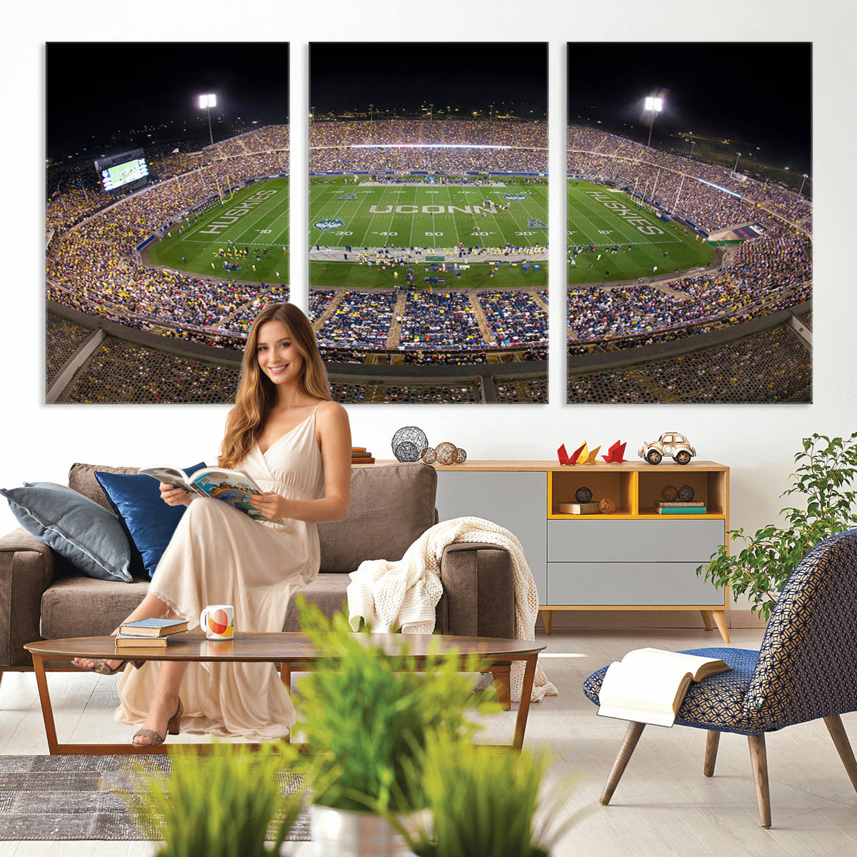 52855-MGV-CV-36X24 - The University of Connecticut UCONN Huskies Football Team Print, East Hartford