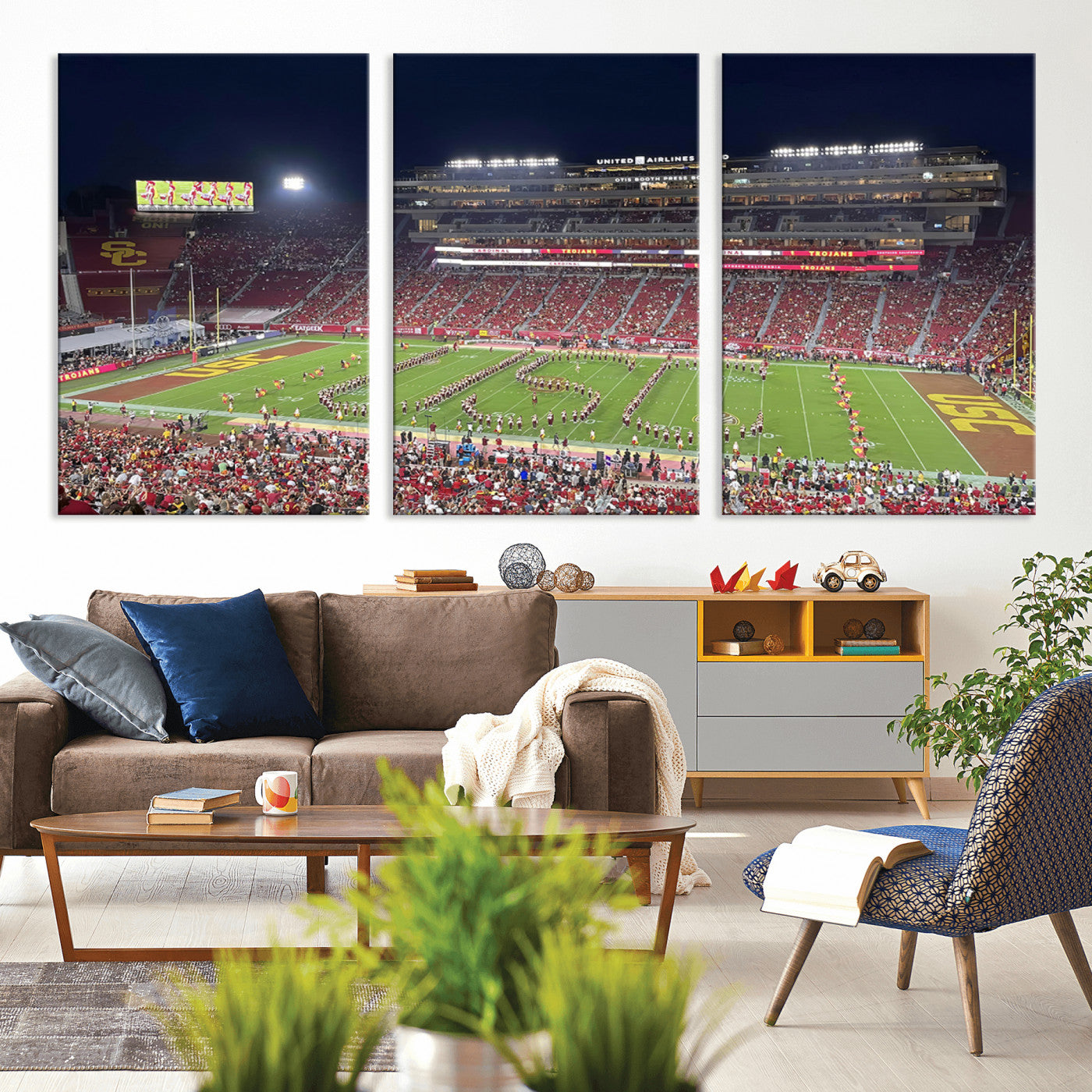MGV-CV-60X30-3P - The University of Southern California USC Trojans Football Team Print - Los Angeles Memorial