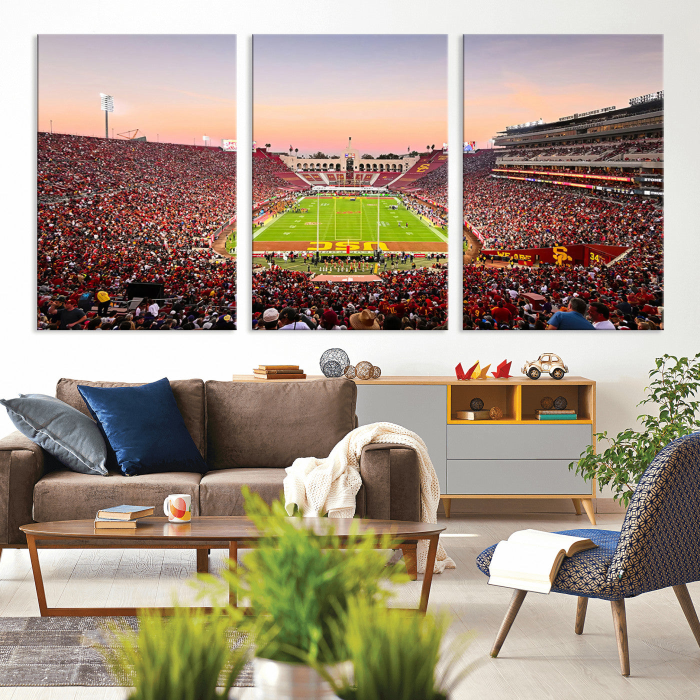 MGV-CV-60X30-3P - The University of Southern California USC Trojans Football Team Print - Los Angeles Memorial