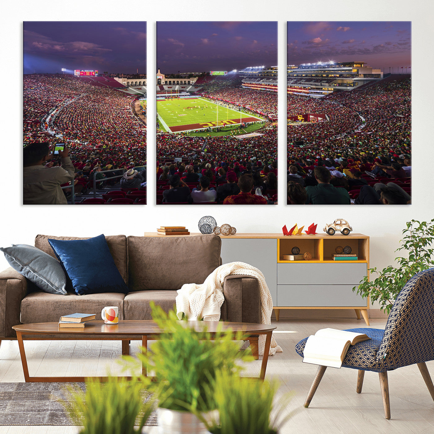 MGV-CV-60X30-3P - The University of Southern California USC Trojans Football Team Print - Los Angeles Memorial