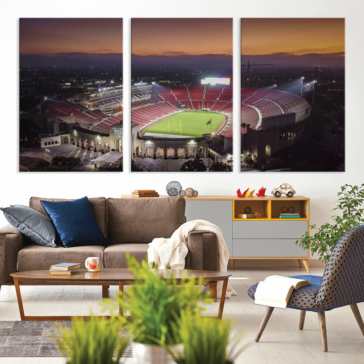 MGV-CV-60X30-3P - The University of Southern California USC Trojans Football Team Print - Los Angeles Memorial