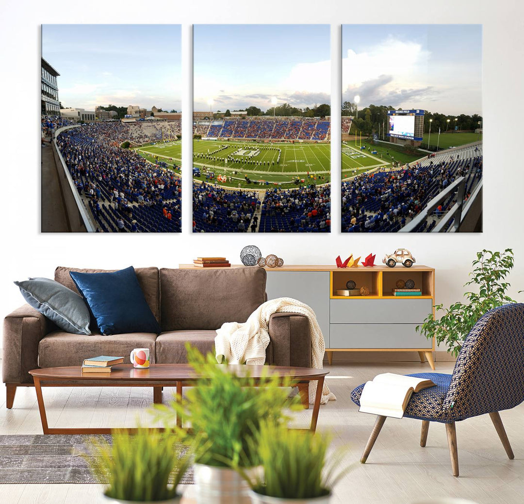 Wallace Wade Stadium print featuring a green field and sky.