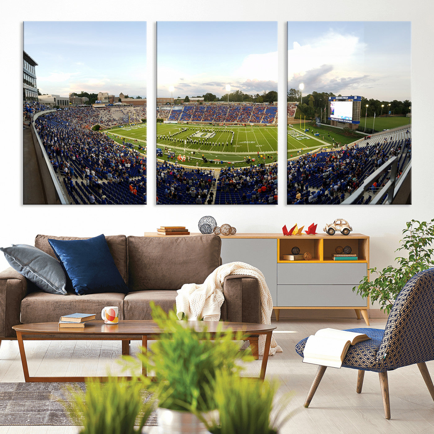 MGV-CV-60X30-3P - The Duke University Blue Devils Football Team Print - Durham Wallace Wade Stadium Wall Art Canvas