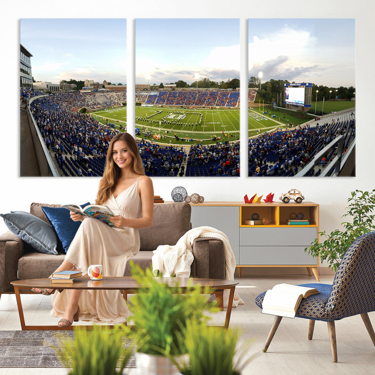 44850-MGV-CV-36X24 - The Duke University Blue Devils Football Team Print, Durham